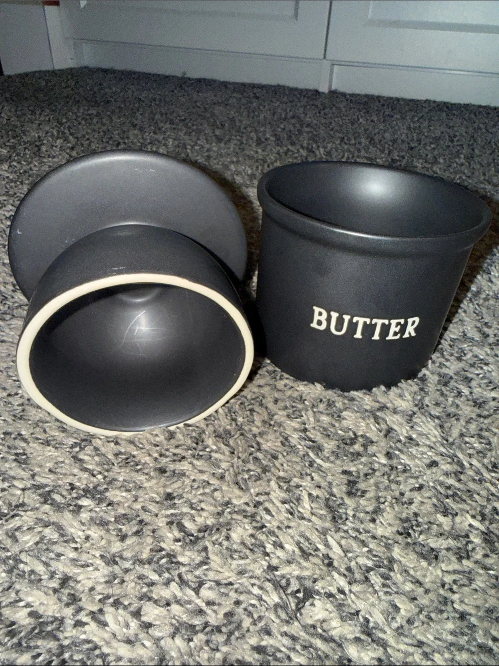 Kook Black Ceramic Butter Crock French Butter Keeper Farmhouse Kitchen